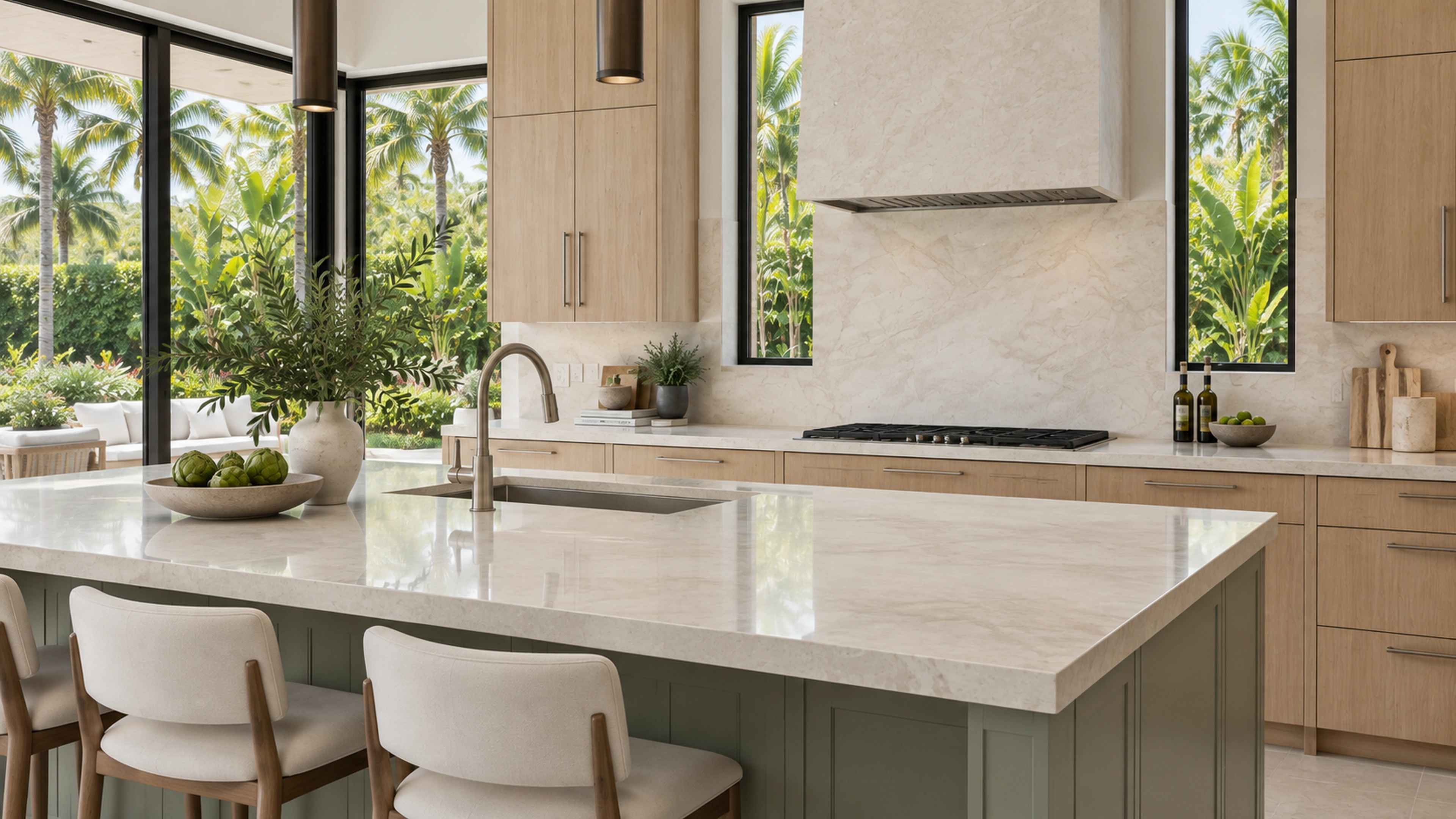 Garden Kitchen — material and storage details; design-concept visualization.