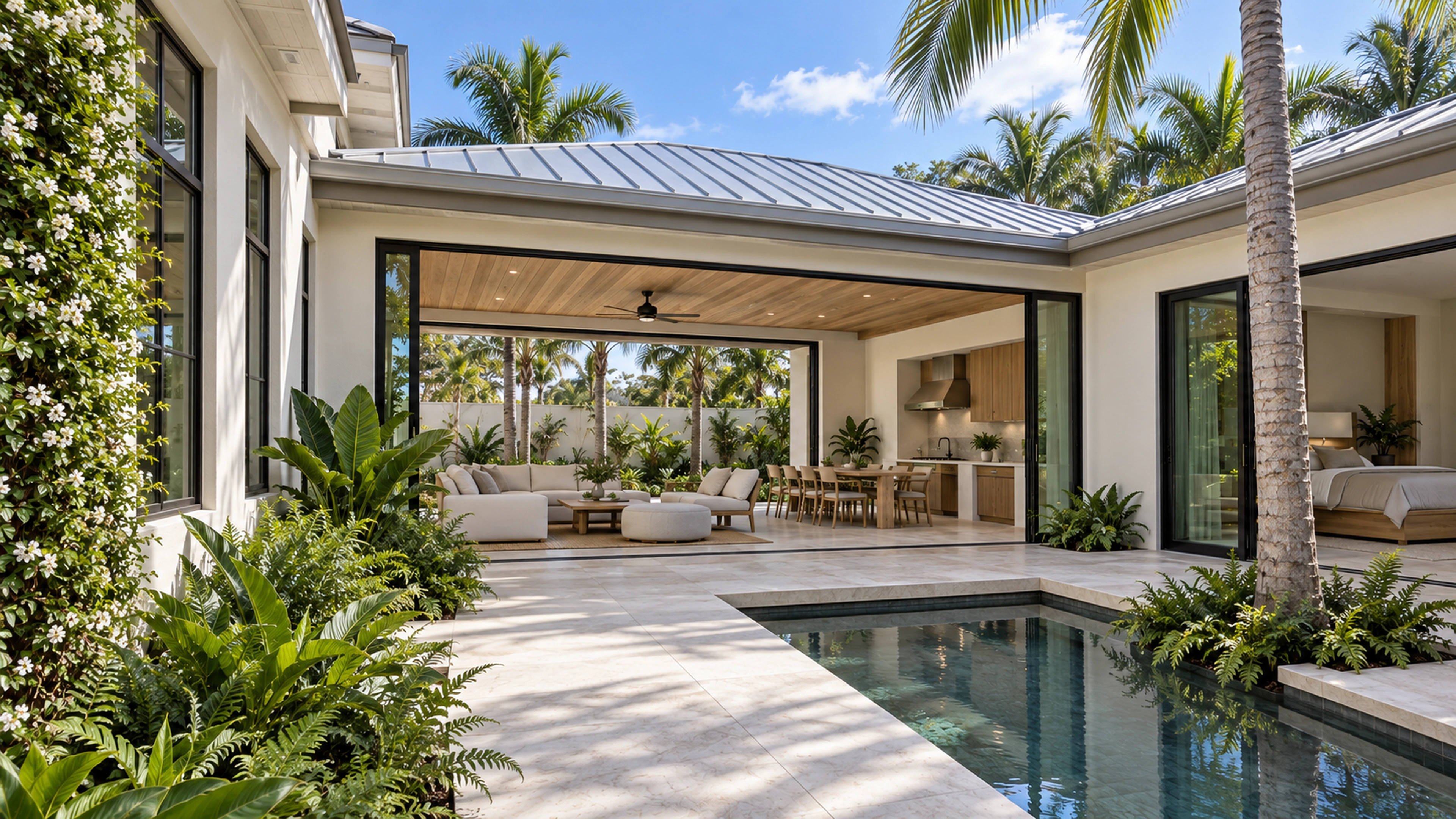 Courtyard Addition — the connection to the garden; design-concept visualization.