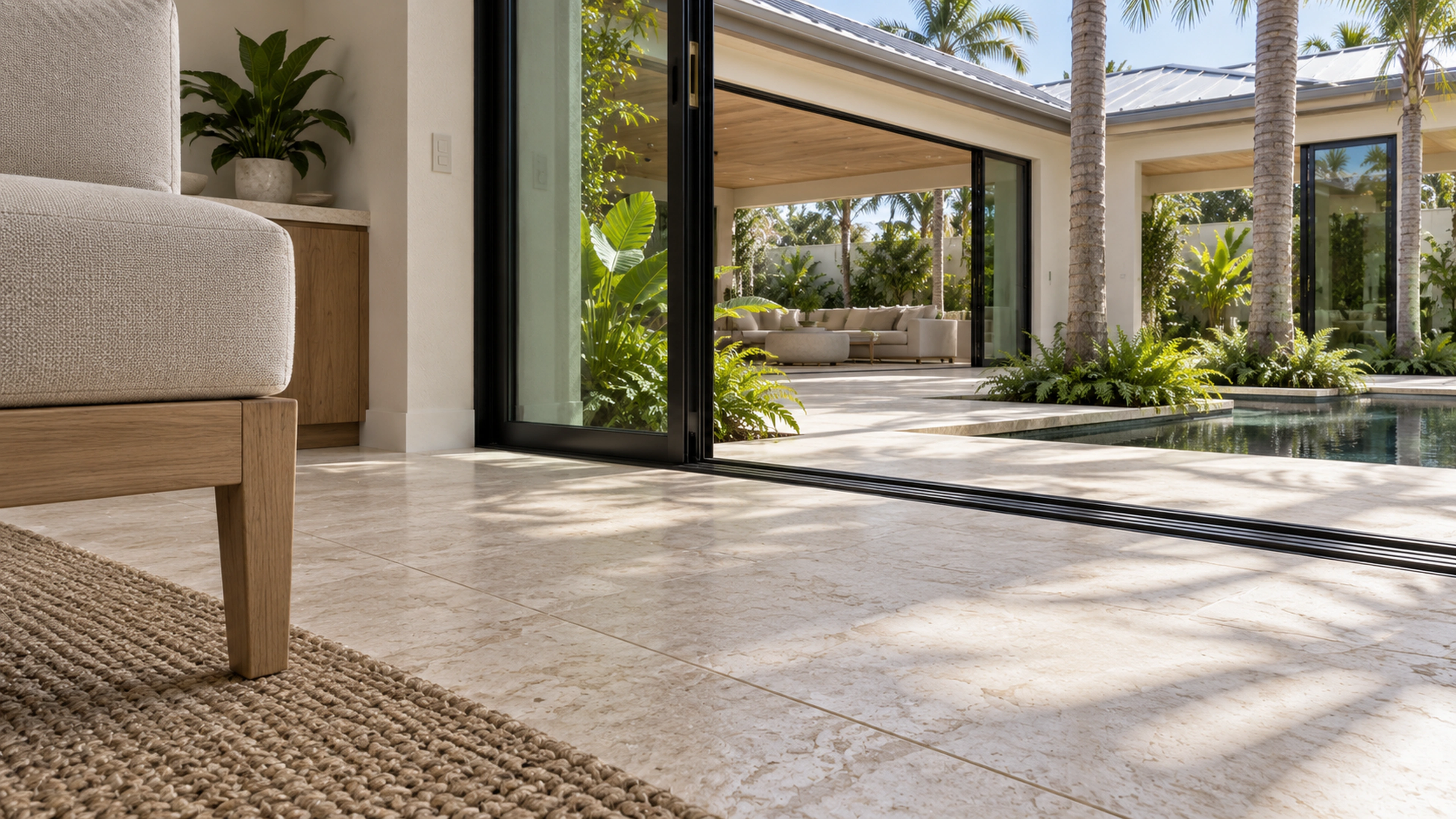 Courtyard Addition — daylight across the floor; design-concept visualization.