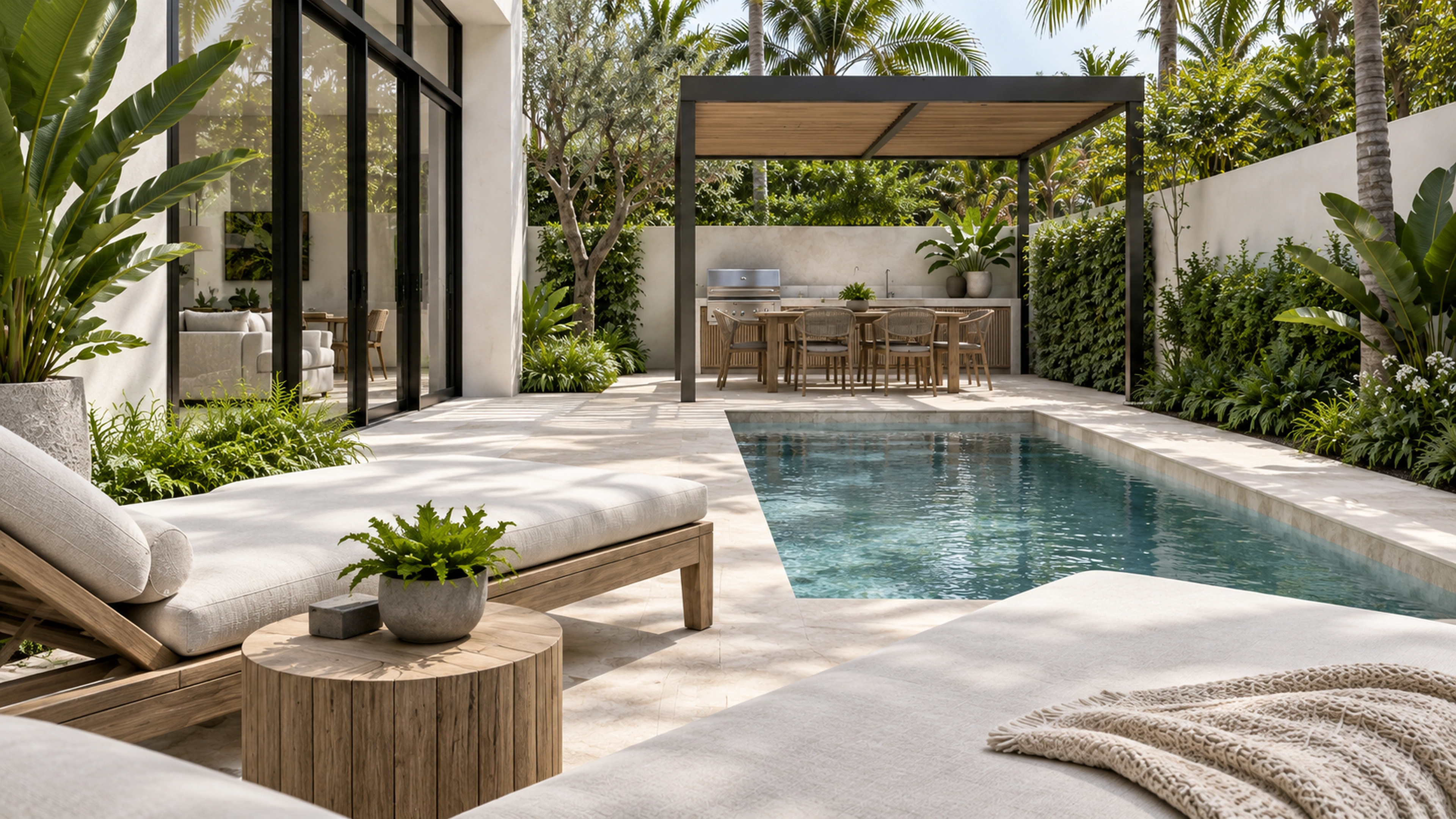 Courtyard Pool & Terrace — a place to pause; design-concept visualization.