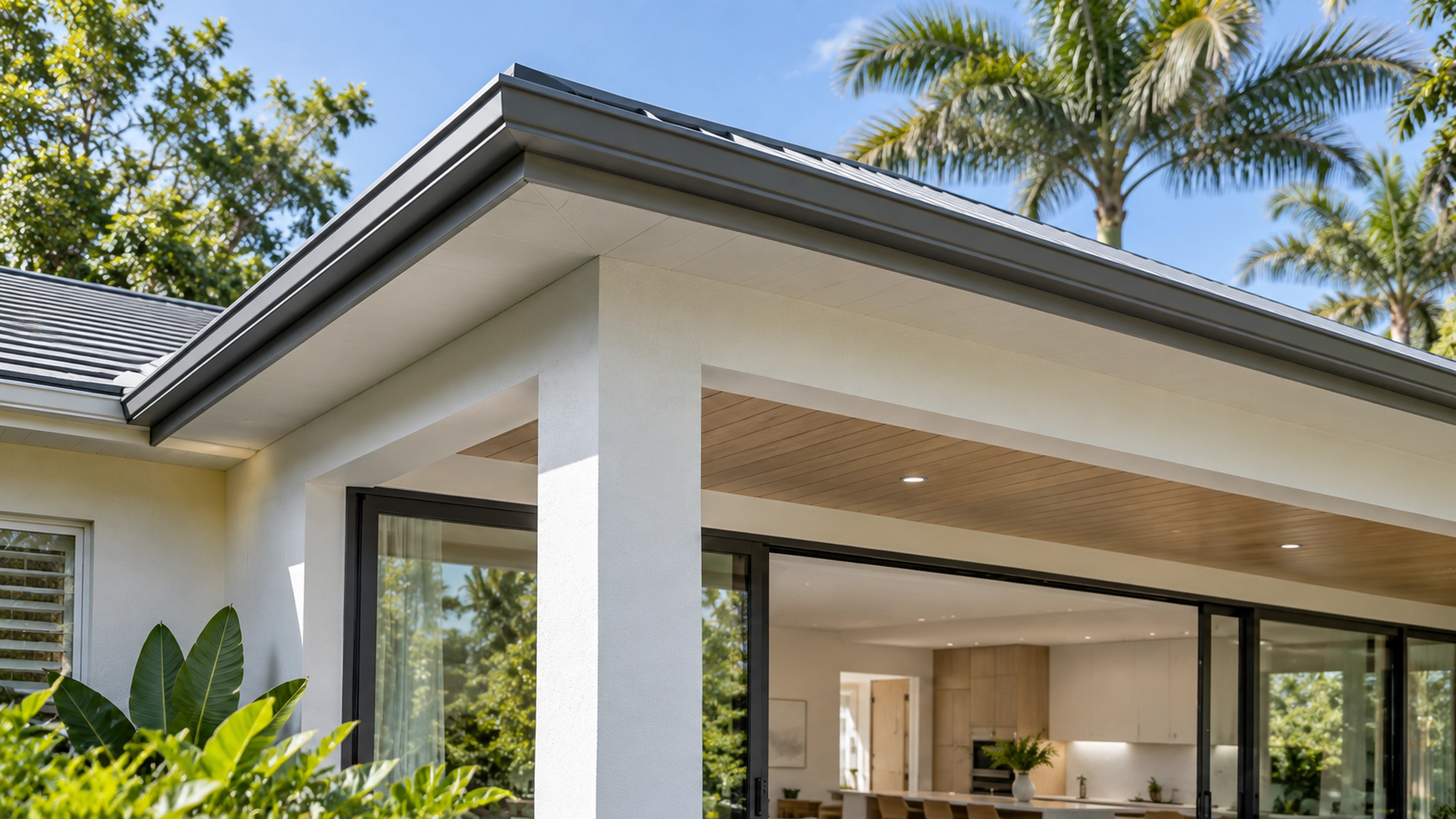 Garden Room Addition — the roof meets the wall; design-concept visualization.