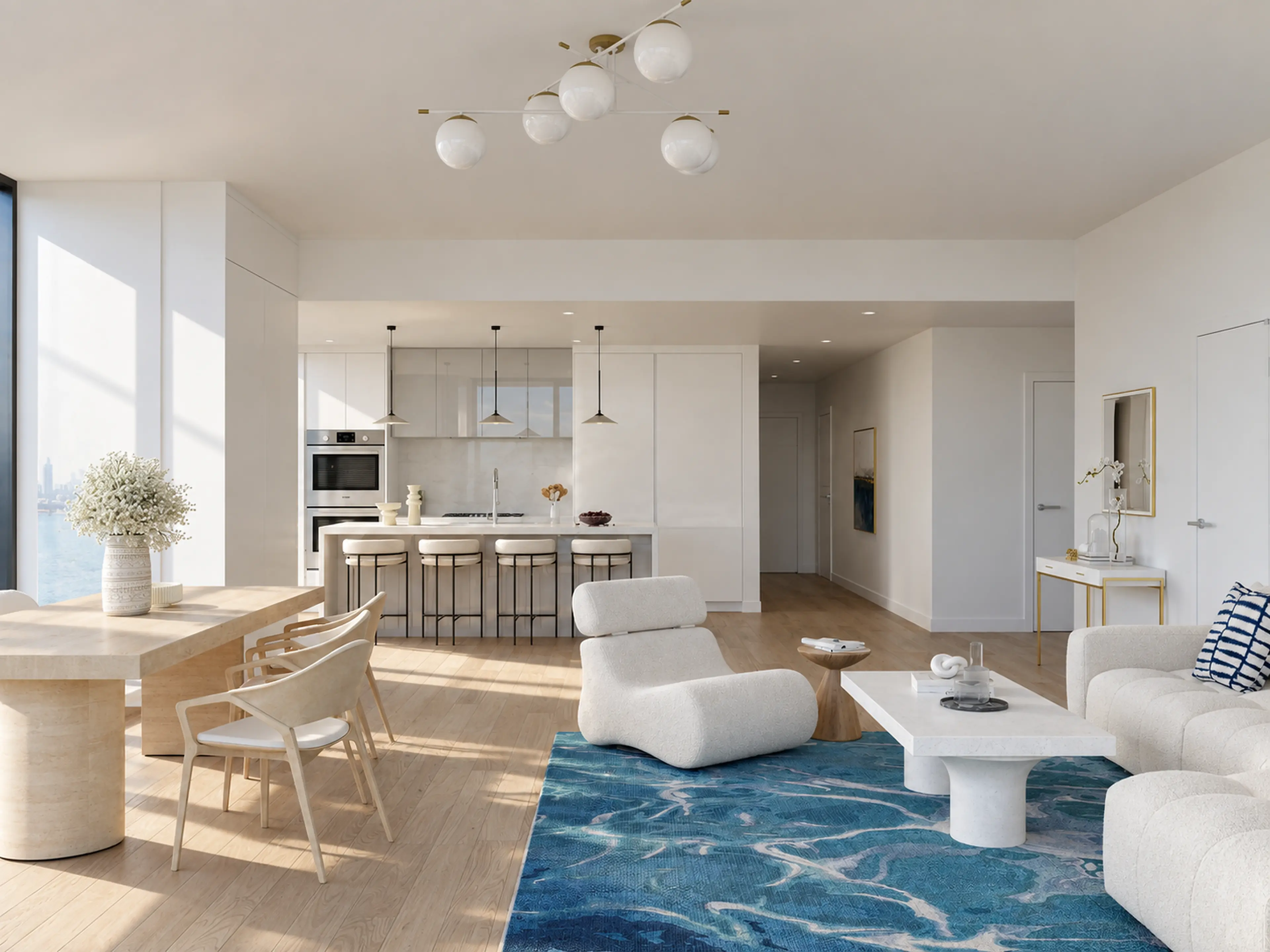 Open living area leading toward the kitchen.