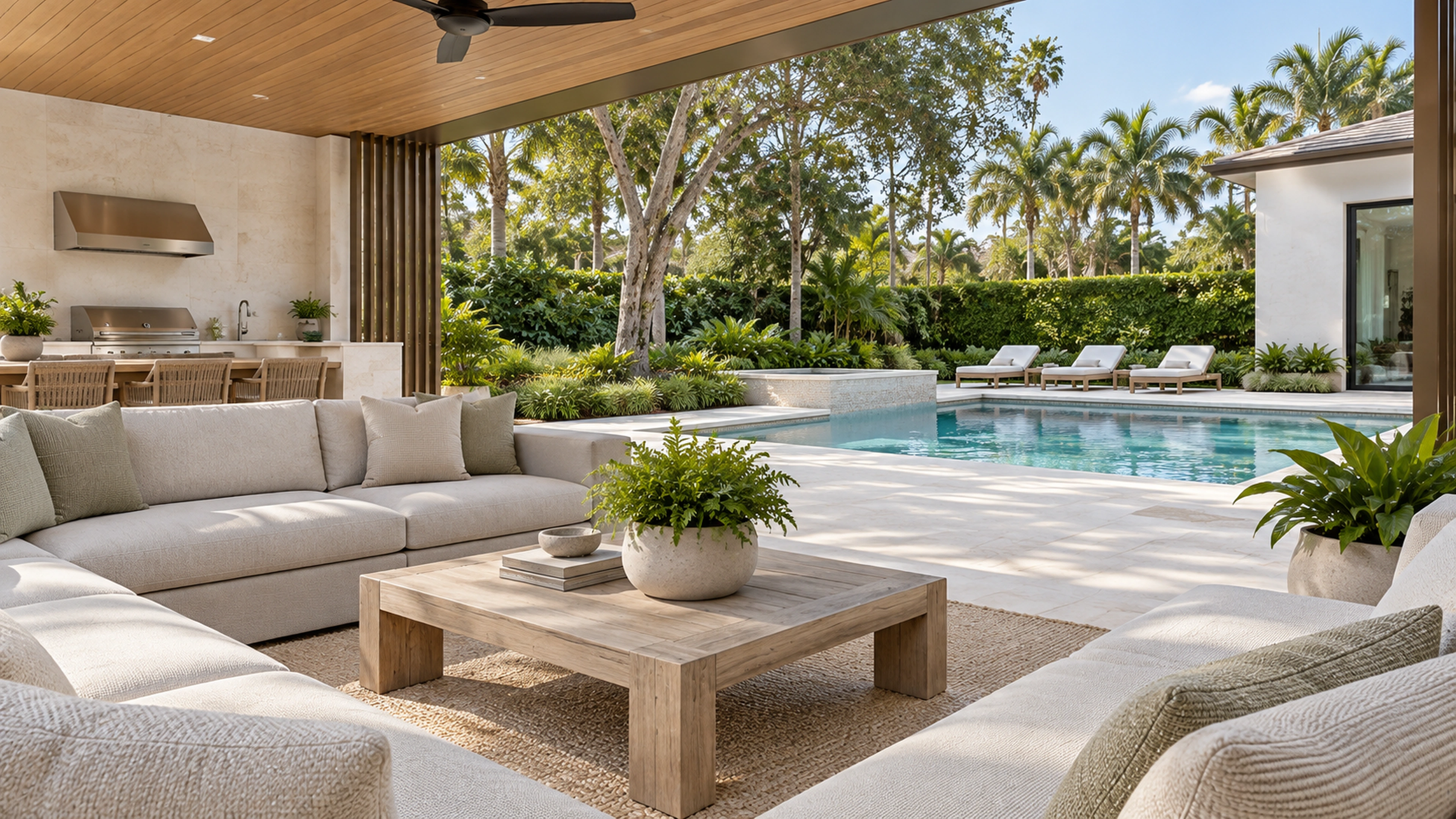 Garden Pavilion & Pool — a place to pause; design-concept visualization.