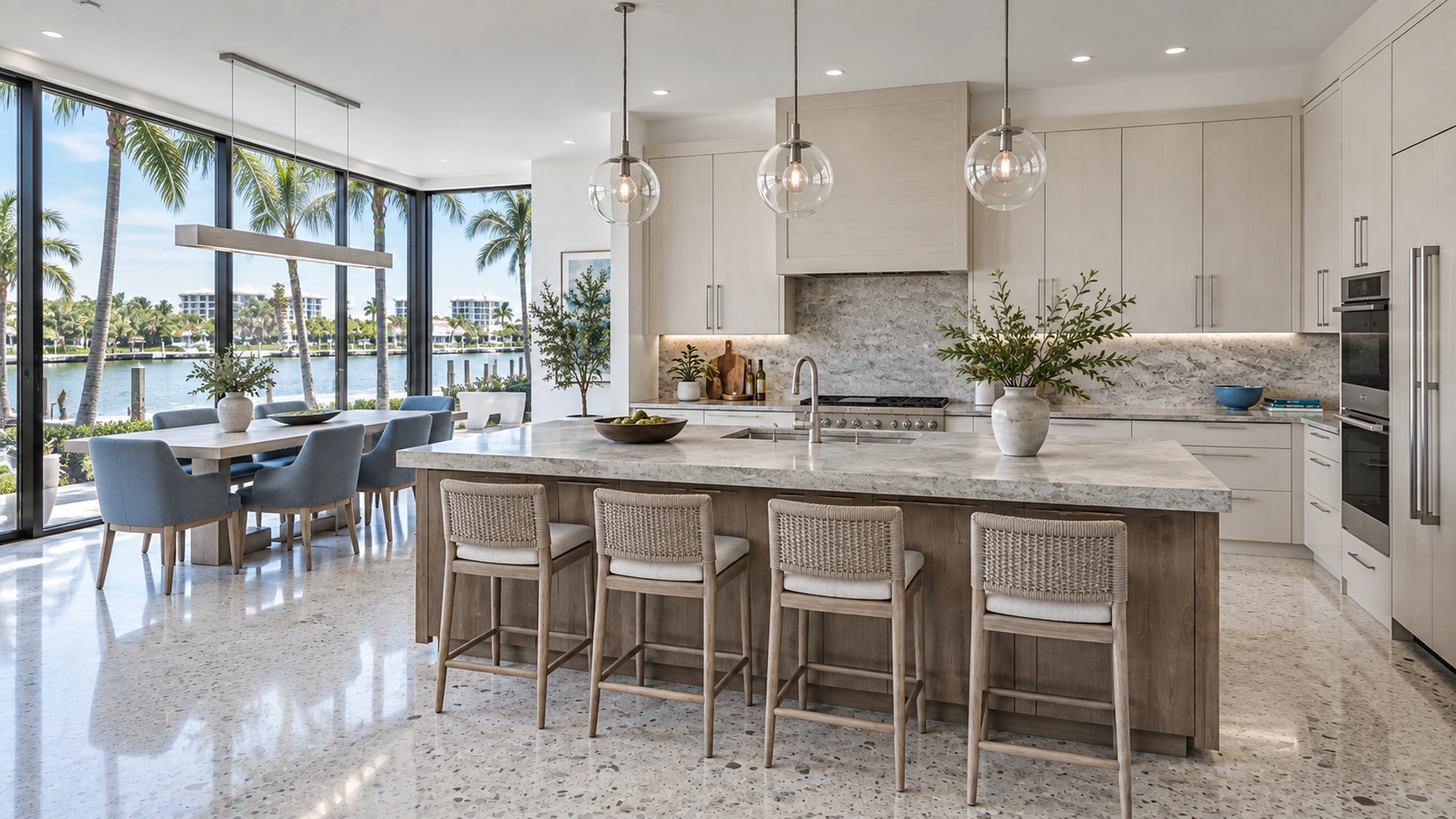 Coastal Kitchen — a place to gather; design-concept visualization.
