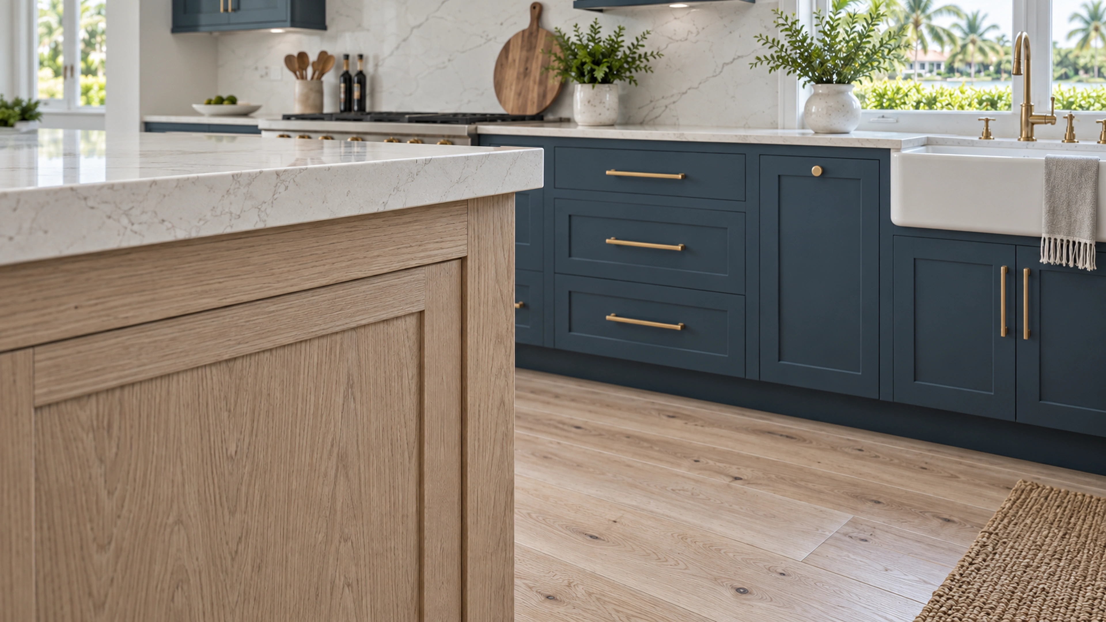 River Light Kitchen — cabinetry at close range; design-concept visualization.