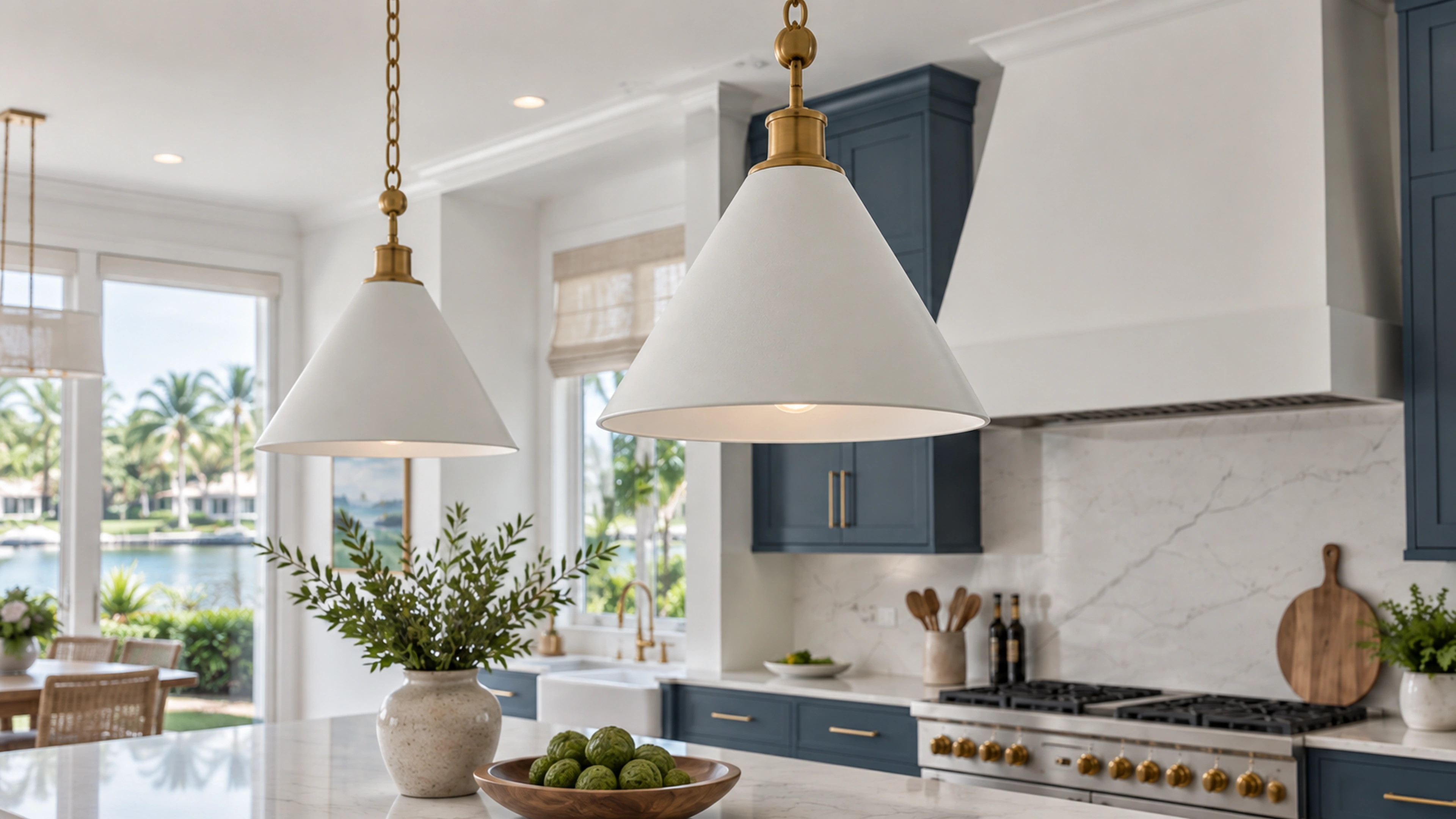 River Light Kitchen — light over the counter; design-concept visualization.