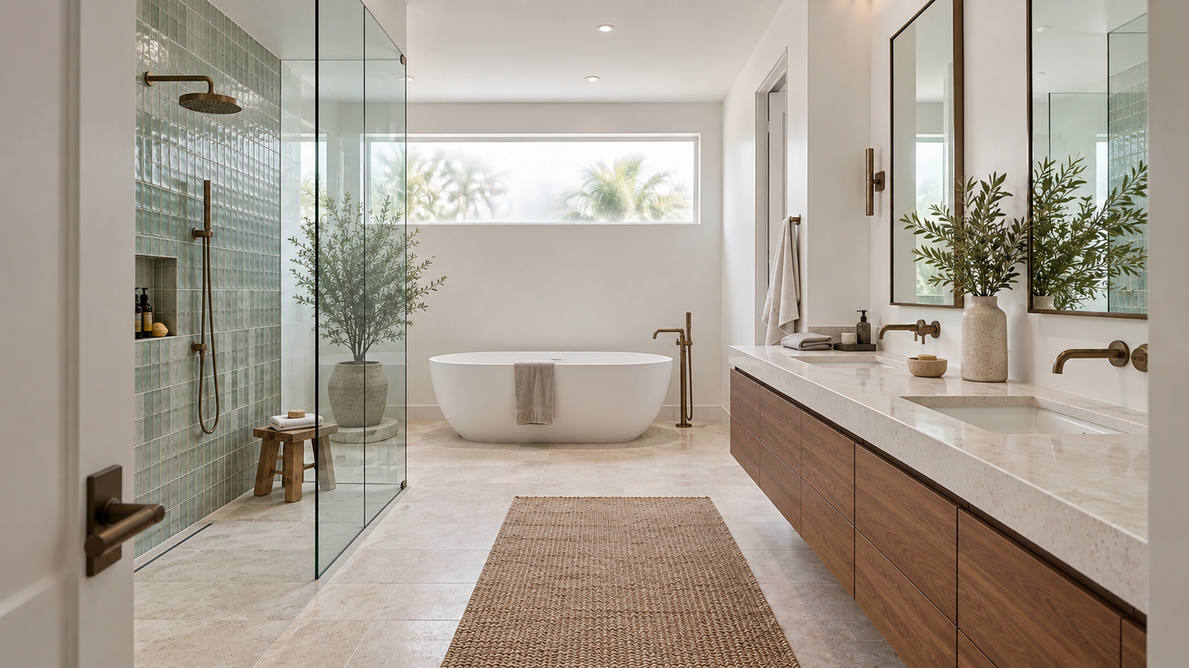 The Spa Bathroom — the room in sequence; design-concept visualization.