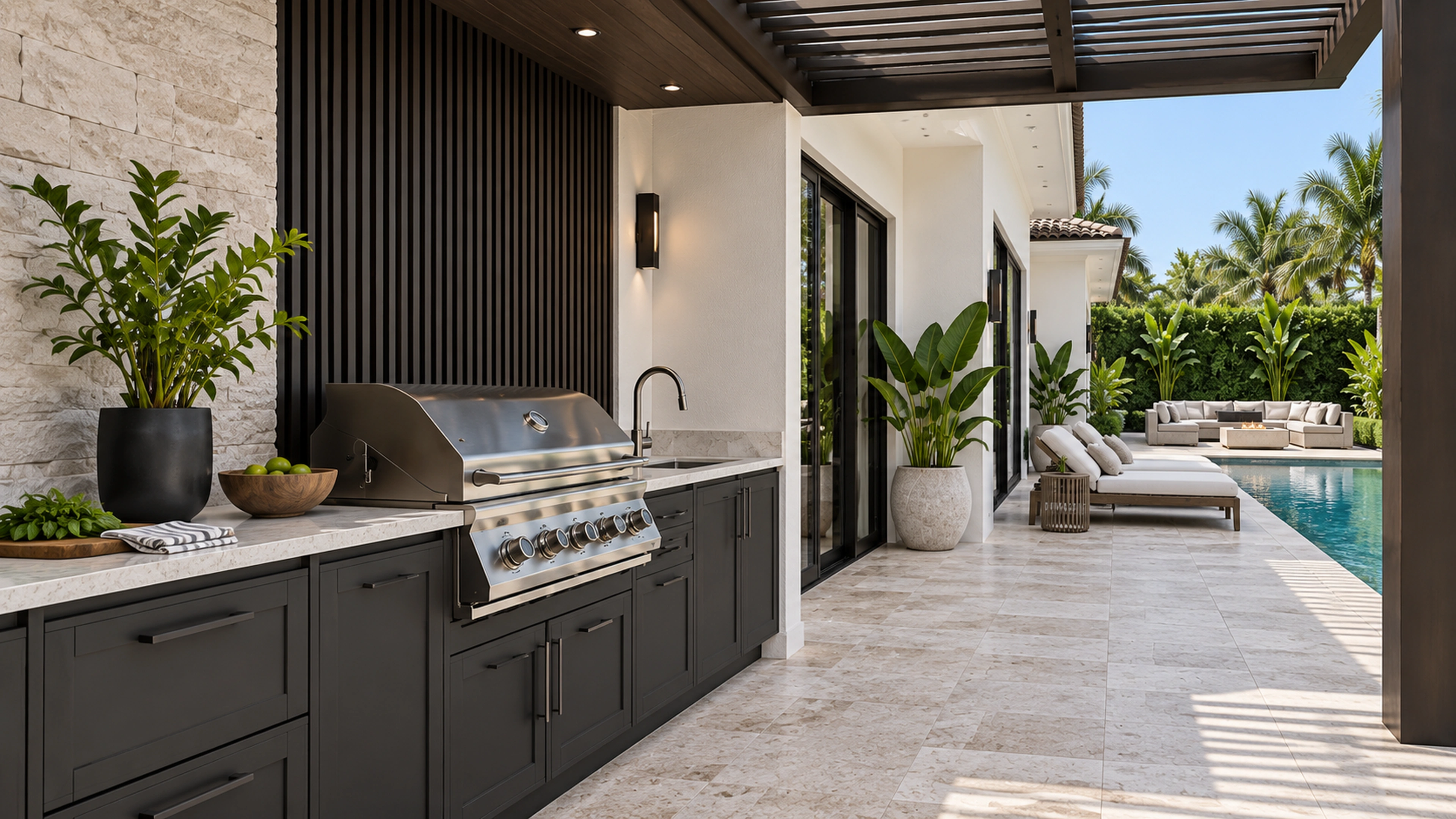 Poolside Living — cooking outdoors; design-concept visualization.