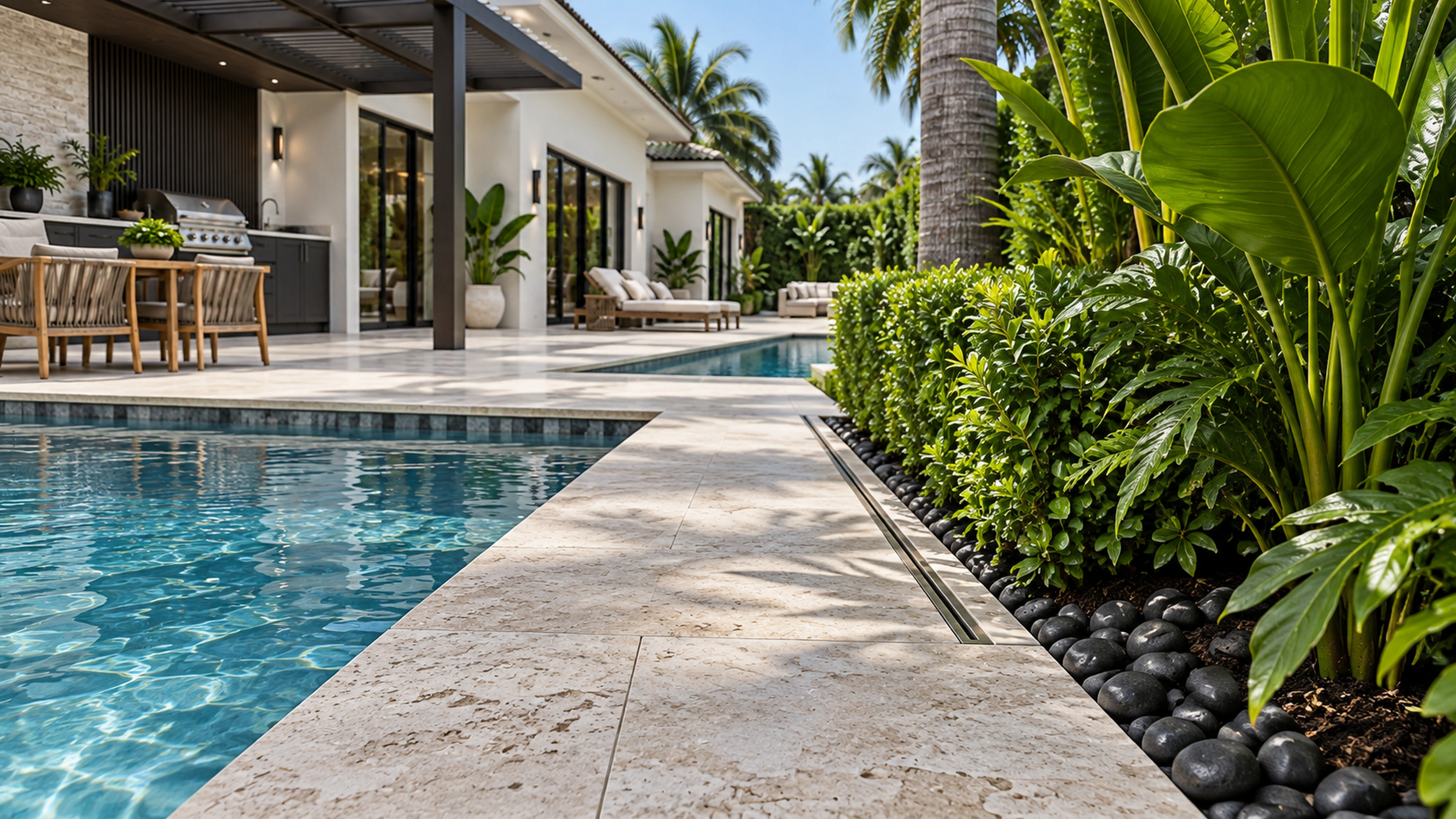 Poolside Living — the planted edge; design-concept visualization.