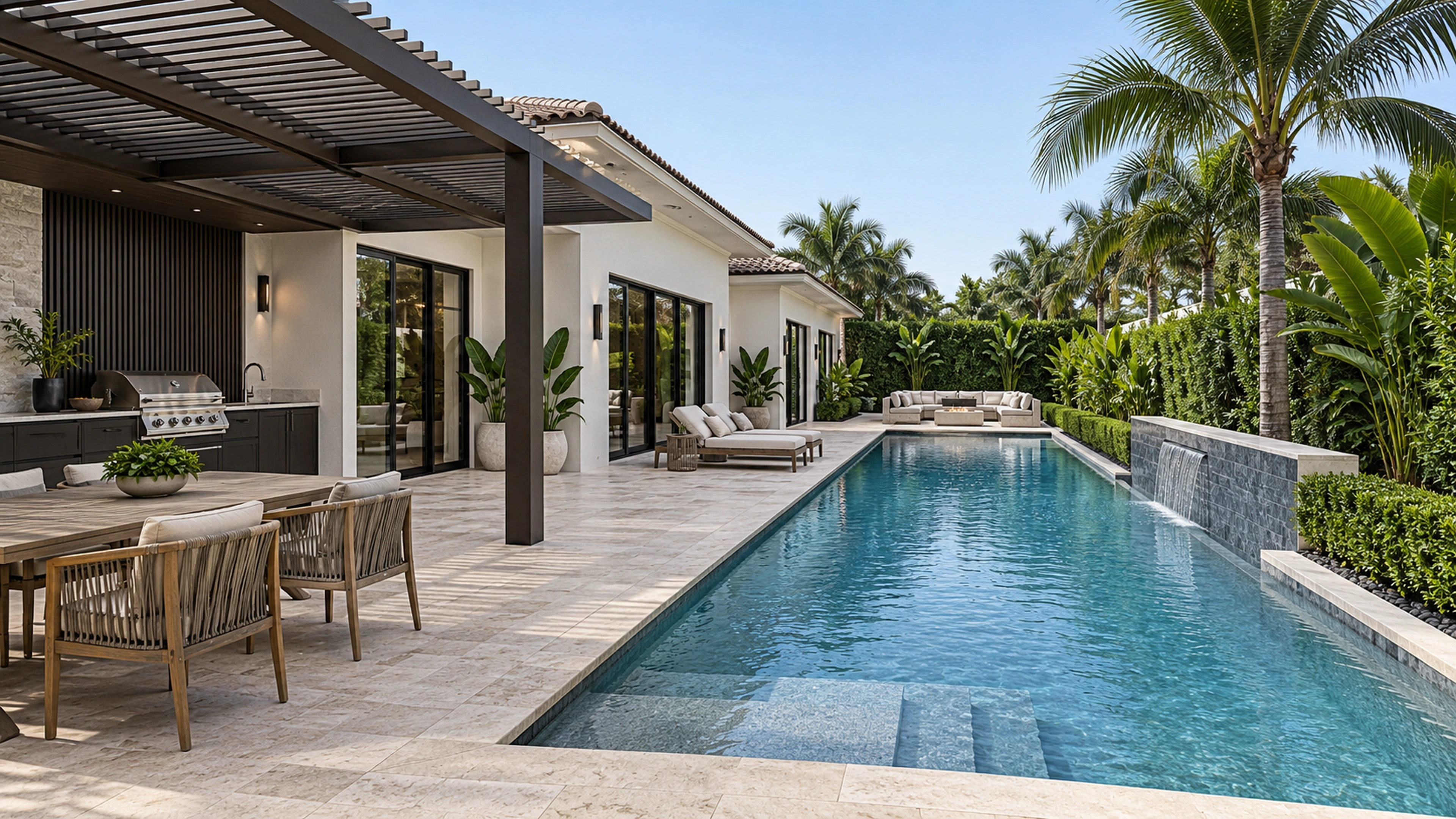 Poolside Living — a room beyond the walls; design-concept visualization.