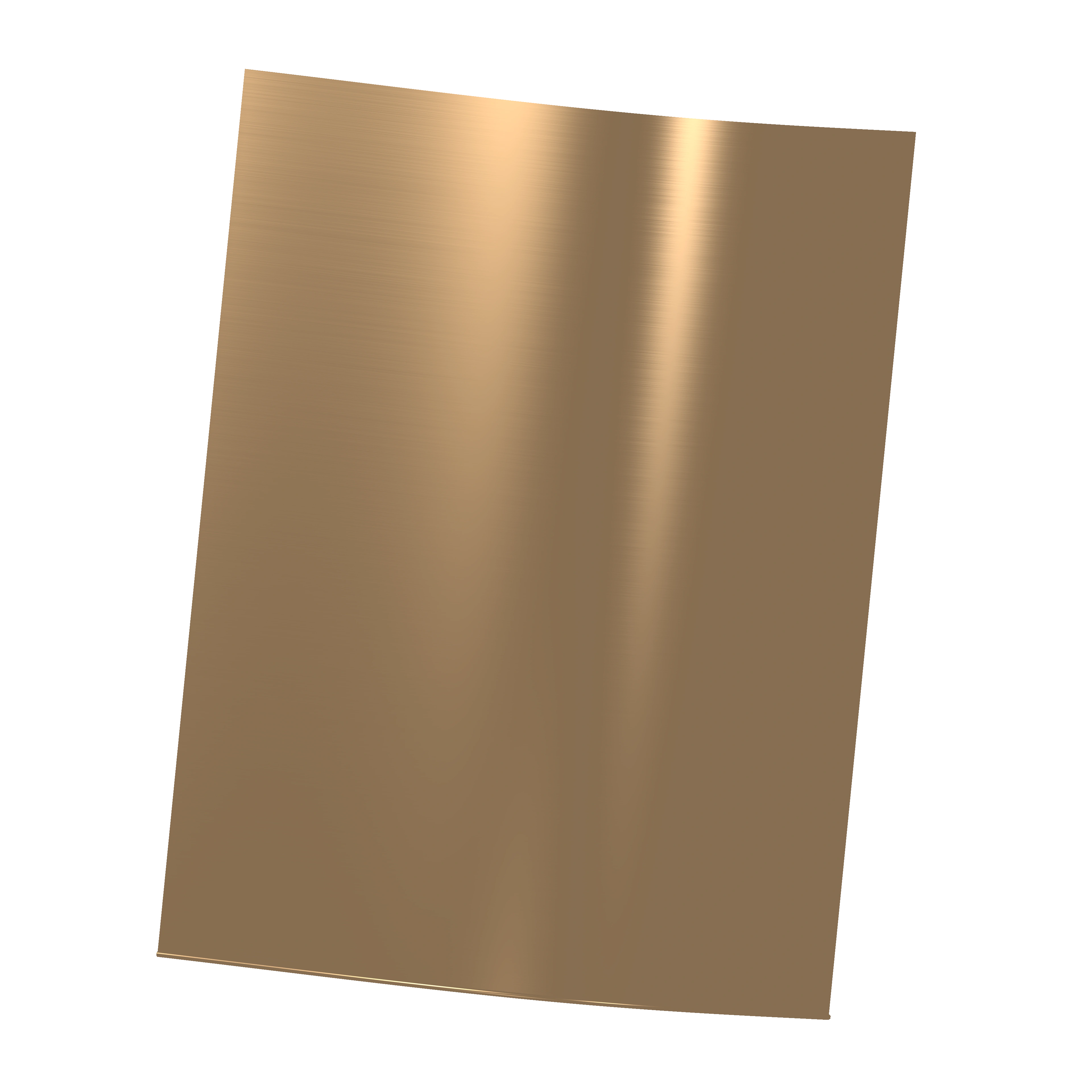 A gently curved bronze sheet showing the changing light across its brushed surface.